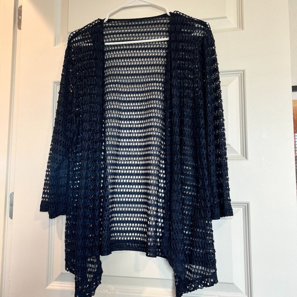 Travelers Collection Chico's Maddie mixed crochet Cardigan Size 3 - Picture 1 of 4